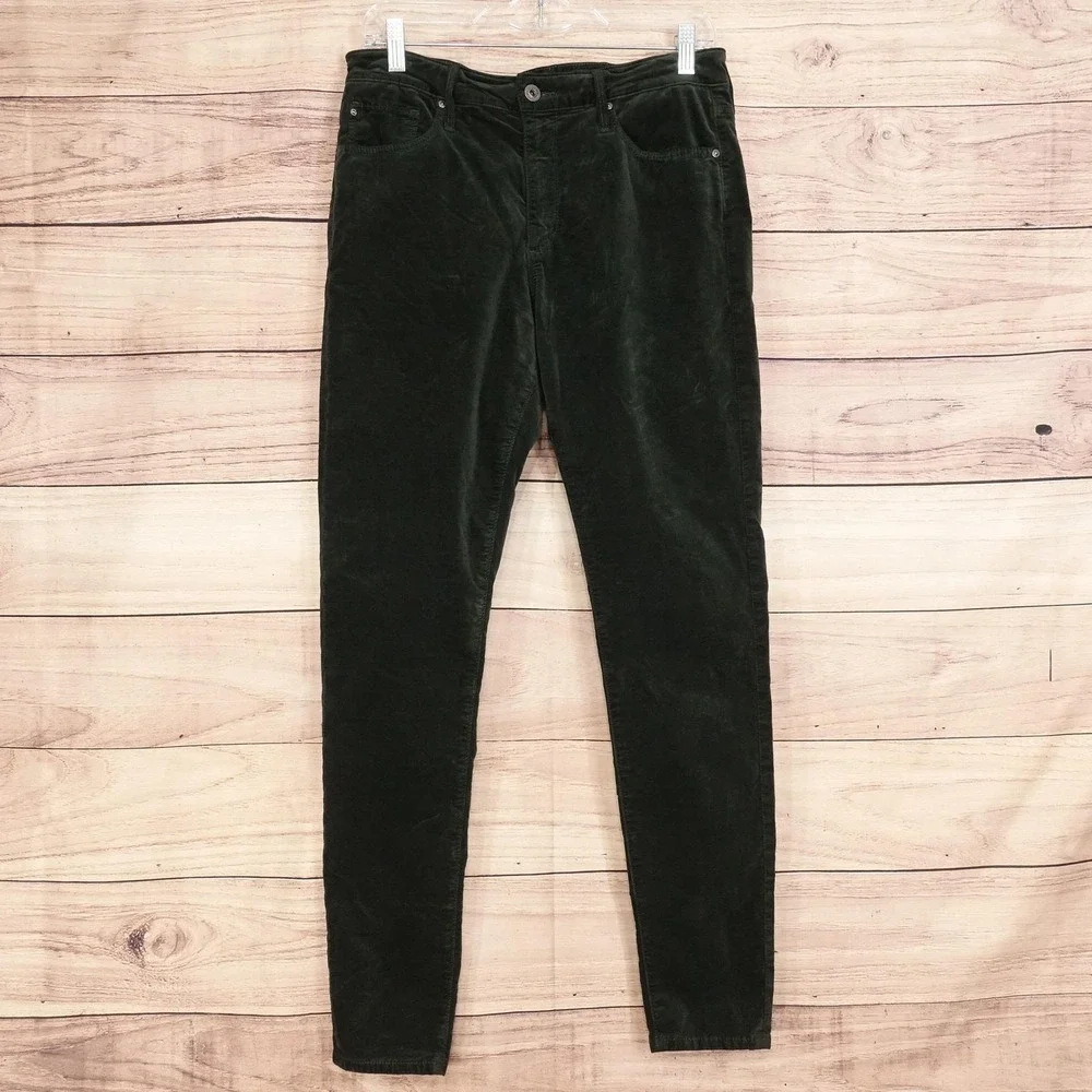 AG Adriano Goldschmied Pants Womens 30R Green Velvet The Farrah Skinny 30x29.5